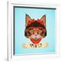 Hipster Cat Portrait-Macrovector-Framed Art Print