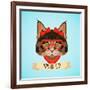 Hipster Cat Portrait-Macrovector-Framed Art Print