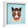 Hipster Cat Portrait-Macrovector-Framed Art Print