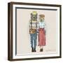 Hipster Couple of Bears - Valentine's Day Design-Olga_Angelloz-Framed Art Print