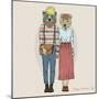 Hipster Couple of Bears - Valentine's Day Design-Olga_Angelloz-Mounted Art Print