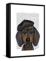 Hipster Dachshund Black and Tan-Fab Funky-Framed Stretched Canvas