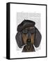 Hipster Dachshund Black and Tan-Fab Funky-Framed Stretched Canvas