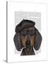 Hipster Dachshund Black and Tan-Fab Funky-Stretched Canvas