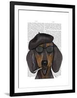 Hipster Dachshund Black and Tan-Fab Funky-Framed Art Print