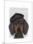 Hipster Dachshund Black and Tan-Fab Funky-Mounted Art Print