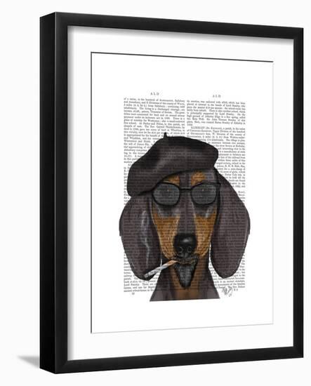 Hipster Dachshund Black and Tan-Fab Funky-Framed Art Print