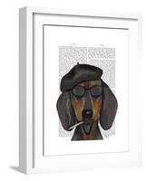 Hipster Dachshund Black and Tan-Fab Funky-Framed Art Print