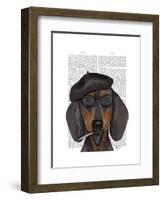 Hipster Dachshund Black and Tan-Fab Funky-Framed Art Print