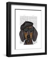 Hipster Dachshund Black and Tan-Fab Funky-Framed Art Print