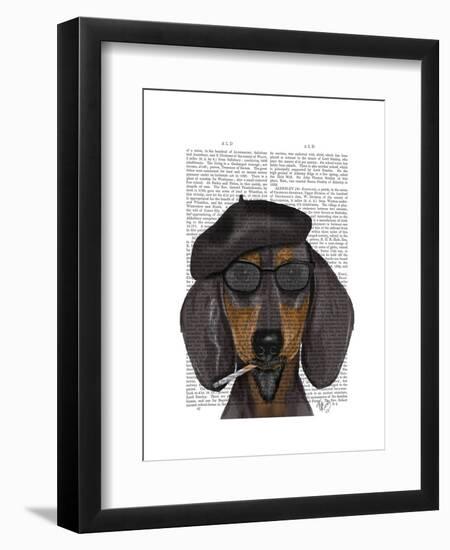 Hipster Dachshund Black and Tan-Fab Funky-Framed Art Print