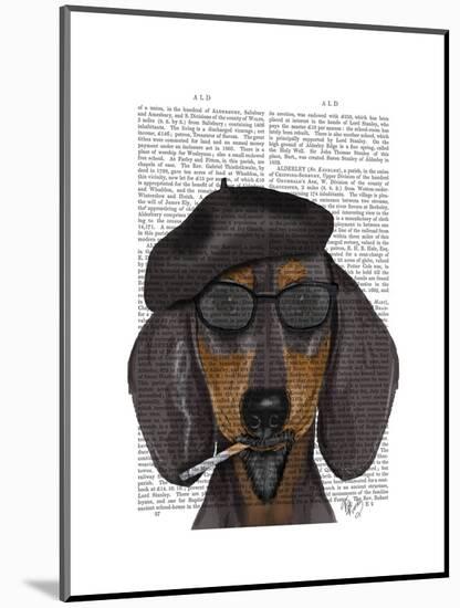 Hipster Dachshund Black and Tan-Fab Funky-Mounted Art Print