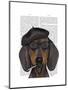 Hipster Dachshund Black and Tan-Fab Funky-Mounted Art Print