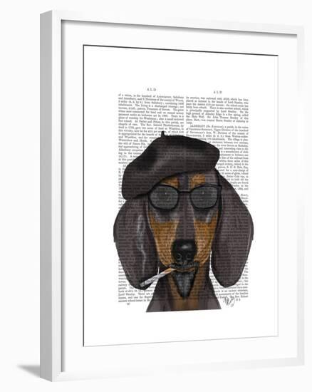 Hipster Dachshund Black and Tan-Fab Funky-Framed Art Print