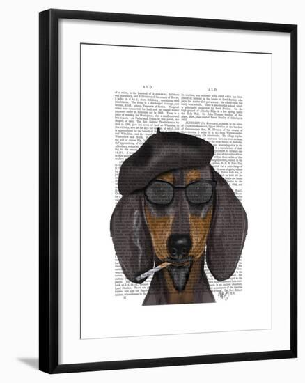 Hipster Dachshund Black and Tan-Fab Funky-Framed Art Print