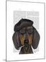 Hipster Dachshund Black and Tan-Fab Funky-Mounted Art Print