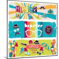 Hipster Horizontal Banners In Retro Style-incomible-Mounted Art Print