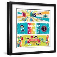 Hipster Horizontal Banners In Retro Style-incomible-Framed Art Print