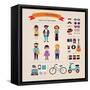 Hipster Info Graphic Concept Background With Icons-Marish-Framed Stretched Canvas