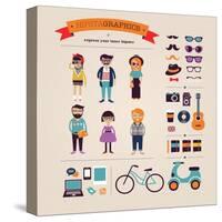 Hipster Info Graphic Concept Background With Icons-Marish-Stretched Canvas