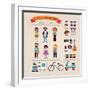 Hipster Info Graphic Concept Background With Icons-Marish-Framed Art Print