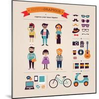 Hipster Info Graphic Concept Background With Icons-Marish-Mounted Art Print