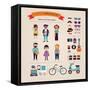 Hipster Info Graphic Concept Background With Icons-Marish-Framed Stretched Canvas