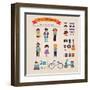 Hipster Info Graphic Concept Background With Icons-Marish-Framed Art Print