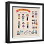 Hipster Info Graphic Concept Background With Icons-Marish-Framed Art Print