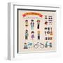 Hipster Info Graphic Concept Background With Icons-Marish-Framed Art Print