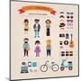 Hipster Info Graphic Concept Background With Icons-Marish-Mounted Art Print