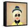 Hipster Lady. Accessories Hat, Sunglasses, Collar.-AnnaKukhmar-Framed Stretched Canvas