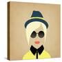 Hipster Lady. Accessories Hat, Sunglasses, Collar.-AnnaKukhmar-Stretched Canvas