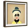 Hipster Lady. Accessories Hat, Sunglasses, Collar.-AnnaKukhmar-Framed Art Print
