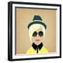 Hipster Lady. Accessories Hat, Sunglasses, Collar.-AnnaKukhmar-Framed Art Print