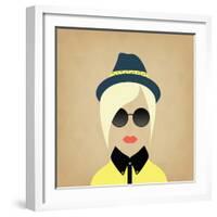 Hipster Lady. Accessories Hat, Sunglasses, Collar.-AnnaKukhmar-Framed Art Print