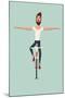 Hipster Man Riding a Bike Without Holding the Handlebars-ZOO BY-Mounted Art Print