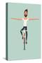 Hipster Man Riding a Bike Without Holding the Handlebars-ZOO BY-Stretched Canvas