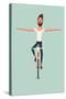 Hipster Man Riding a Bike Without Holding the Handlebars-ZOO BY-Stretched Canvas