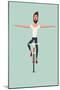 Hipster Man Riding a Bike Without Holding the Handlebars-ZOO BY-Mounted Art Print