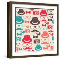 Hipster Pattern-cienpies-Framed Art Print