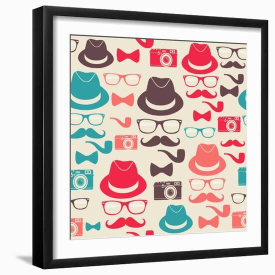 Hipster Pattern-cienpies-Framed Art Print