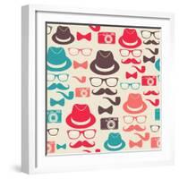 Hipster Pattern-cienpies-Framed Art Print