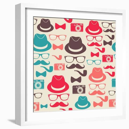 Hipster Pattern-cienpies-Framed Art Print