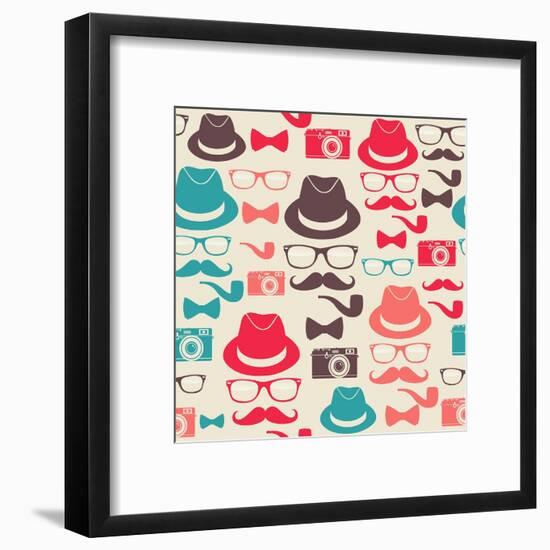 Hipster Pattern-cienpies-Framed Art Print