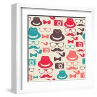 Hipster Pattern-cienpies-Framed Art Print