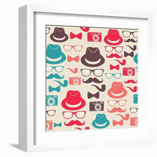 Hipster Pattern-cienpies-Framed Art Print