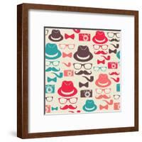 Hipster Pattern-cienpies-Framed Art Print