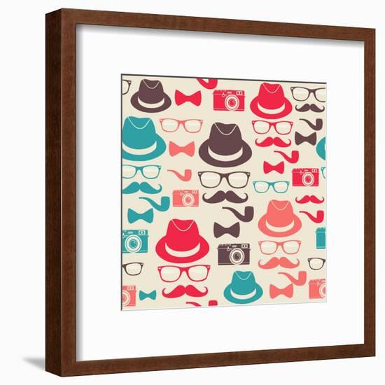 Hipster Pattern-cienpies-Framed Art Print