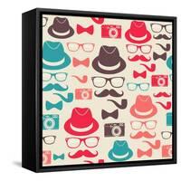 Hipster Pattern-cienpies-Framed Stretched Canvas